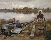Eero Jarnefelt JaRNEFELT Eero Laundry at the river bank 1889 Germany oil painting artist